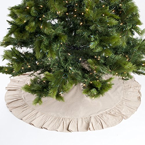 Fennco Styles Geneviève Ruffled Design Cotton Holiday Christmas Tree Skirt
