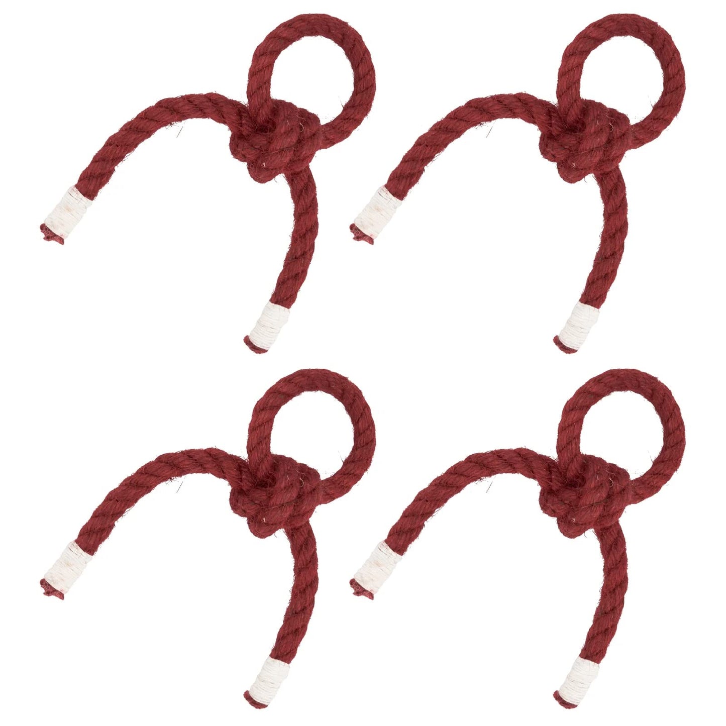Fennco Styles Handmade Knotted Rope Napkin Rings, Set of 4 - Natural Cotton Napkin Holders for Dining Table, Home, Banquets, Holidays, Family Gatherings and Special Events