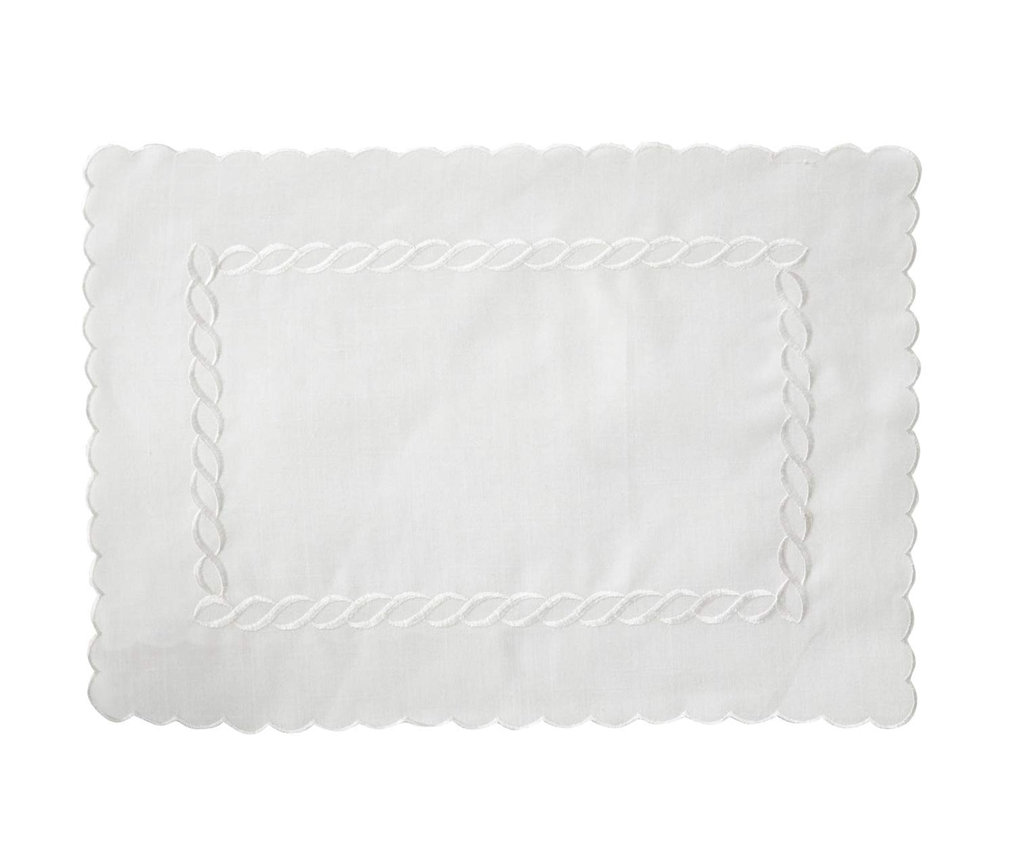Fennco Styles Abigail Collection Embroidered Braid Pattern Ocean Waves Table Linens(14" x 20" Place Mat)