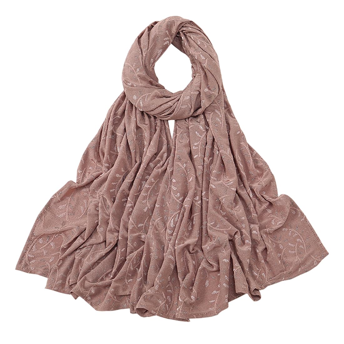 stylesilove Women Shimmering Jacquard Floral Scarf Silver Thread Flower Scarves Ultra Lightweight Soft Shawl Neck Wraps