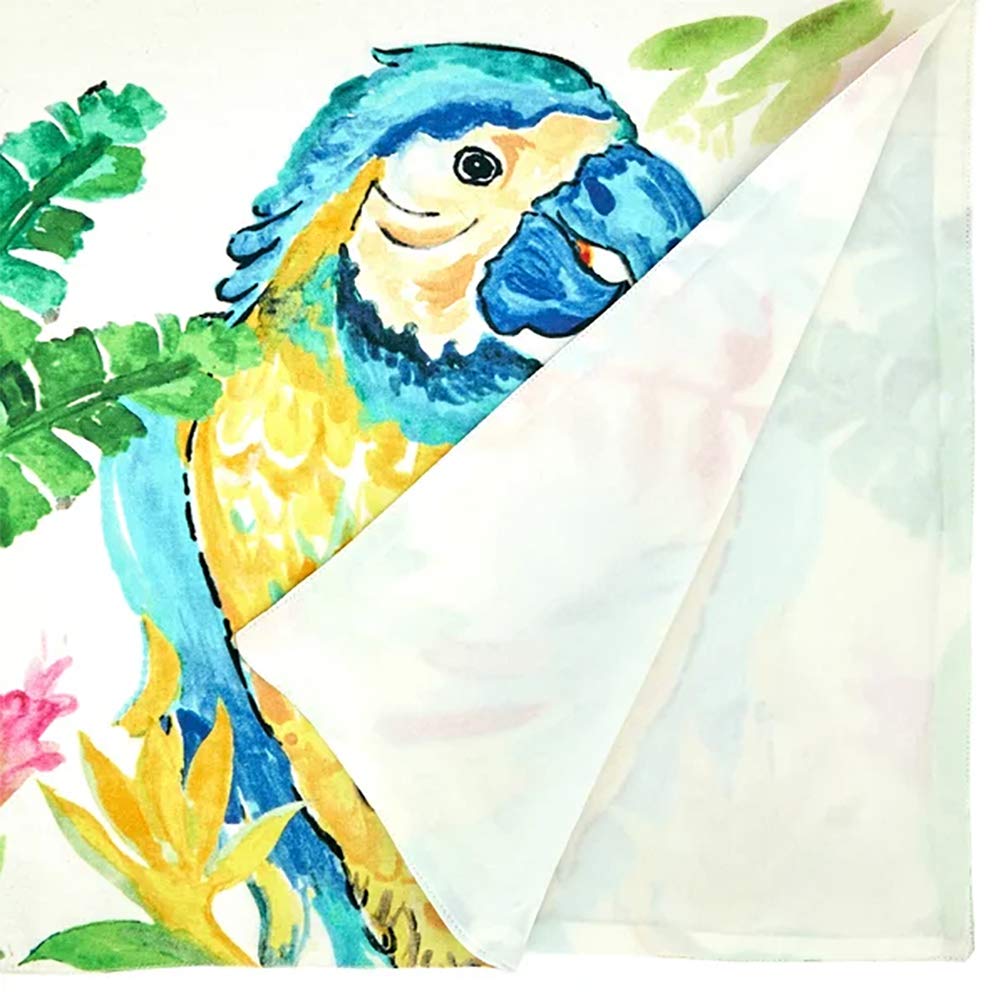 Fennco Styles Embroidered Parrot Cotton Table Runner 16" W x 72" L - Multicolored Table Cover for Home, Dining Table, Banquet, Family Gathering and Special Occasion