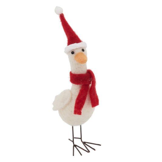 Fennco Styles Handmade Wool Blend Creative Christmas Ornament - Christmas Hat Duckling for Christmas Tree Décor, Holiday, Home, Tabletop and Kids Room Decorations