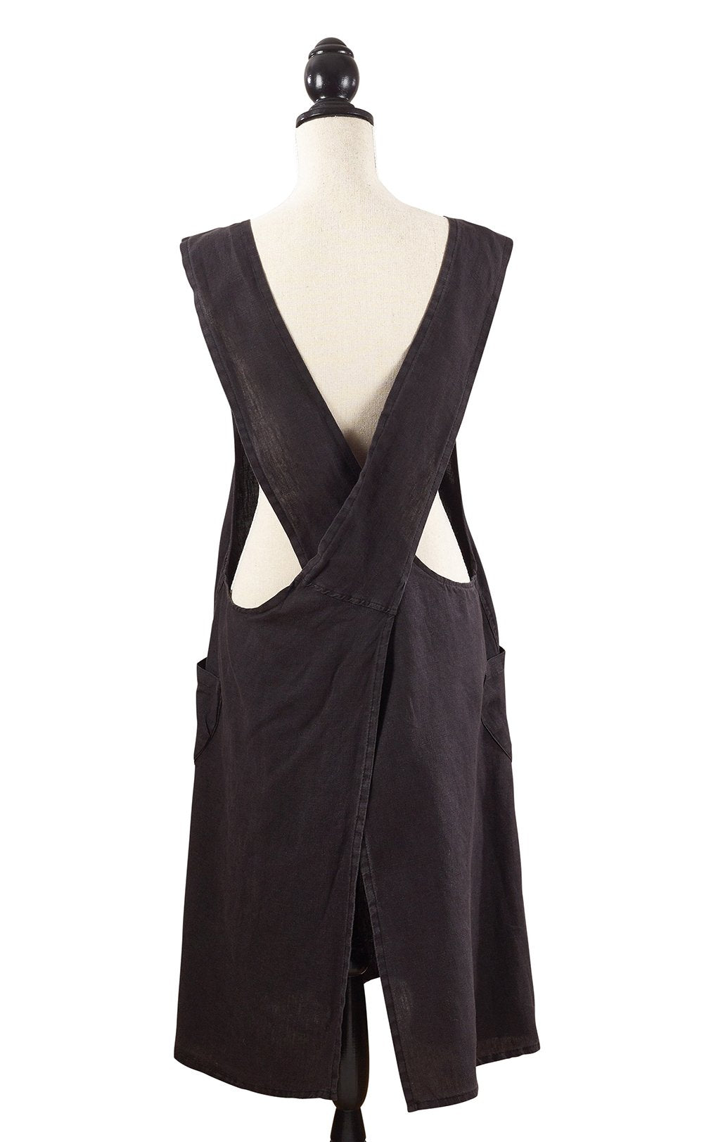Fennco Styles Solid Criss Cross Back Apron Pure 100% Linen Cooking Kitchen Apron