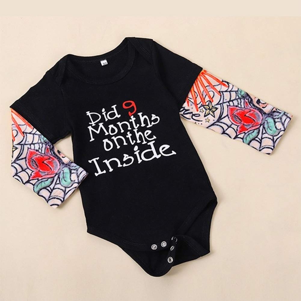 Styles I Love Infant Baby Boys Girls Printed Romper Tattoo Sleeve Cotton Bodysuit Holiday Halloween Outfit