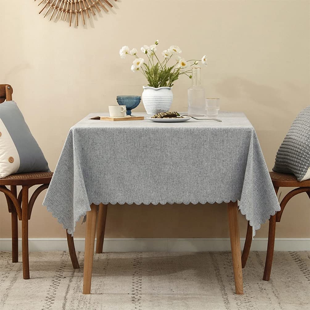 Fennco Styles Woven Solid Color Scalloped Tablecloth