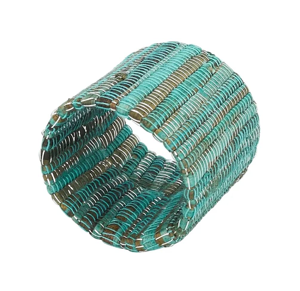 Fennco Styles Braided Water Hyacinth Napkin Rings, Set of 4 - Shimmering Woven Nubby Napkin Holders for Home, Dining Table, Banquets, Holidays and Special Events