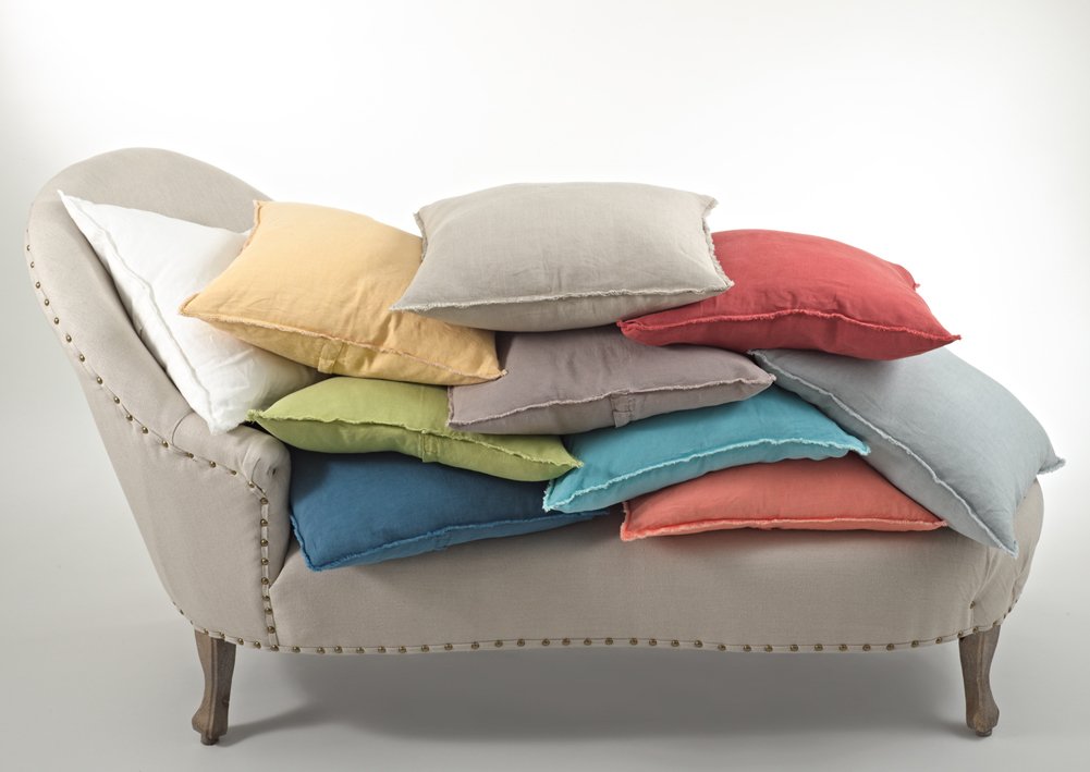Fennco Styles Fringed Design Down Filled Linen 20-Inch Throw Pillow