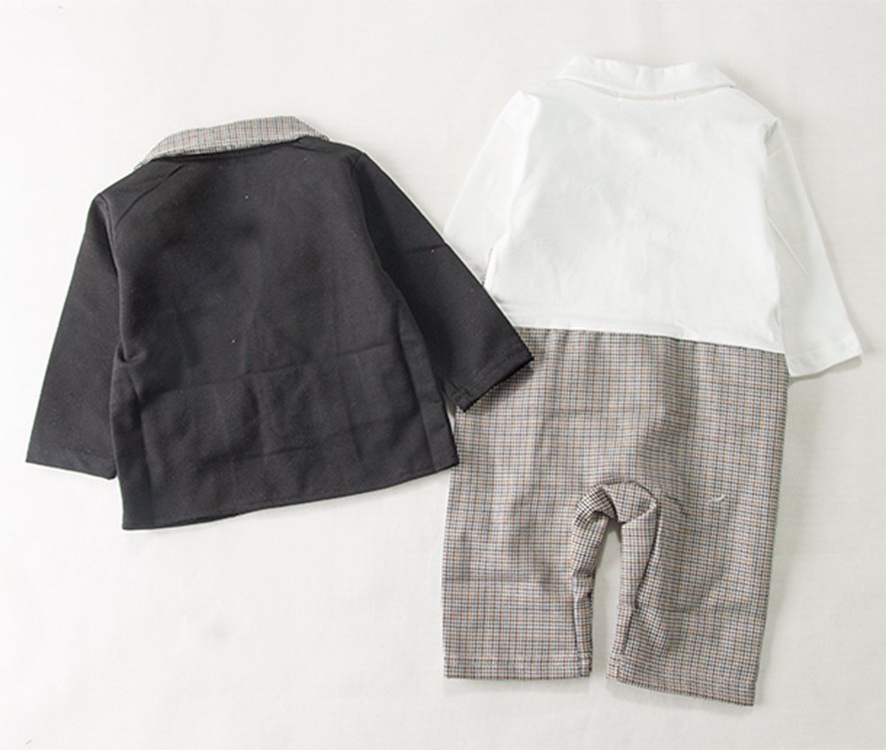 stylesilove Newborn Infant Toddler Baby Boy Tuxedo Romper Onesie and Jacket 2-Piece