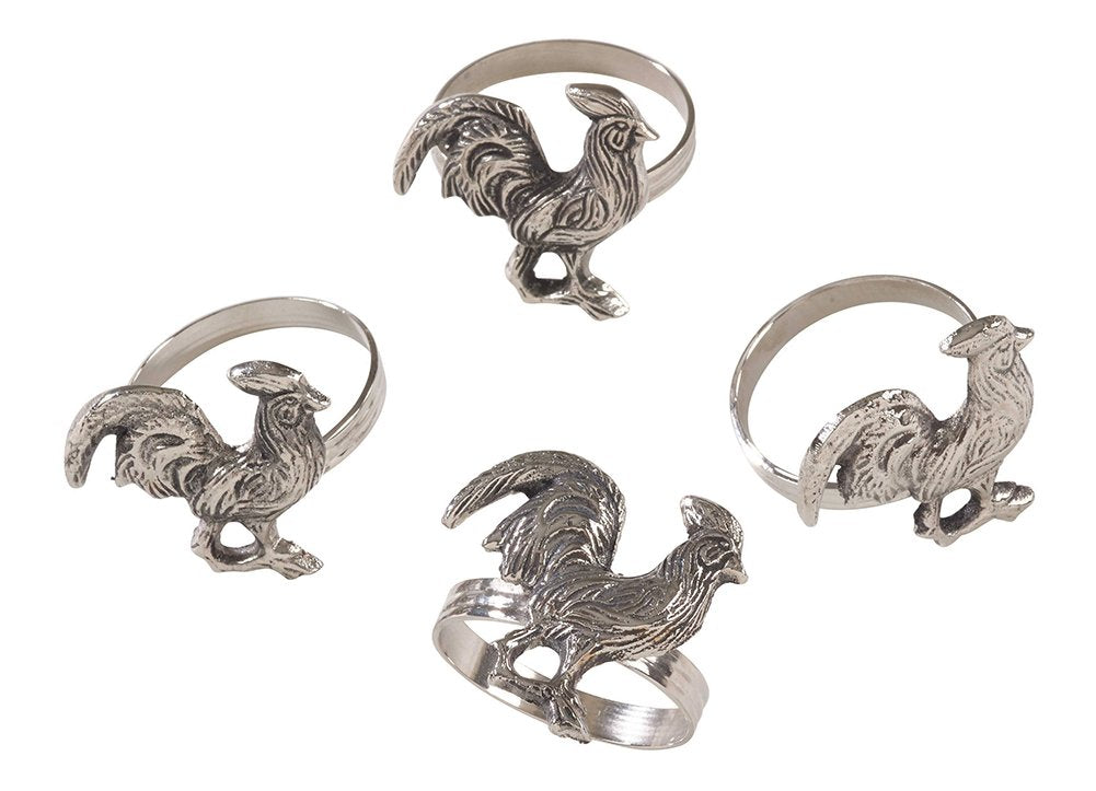 Fennco Styles Classic Brass Design Napkin Rings Holders - Set of 4
