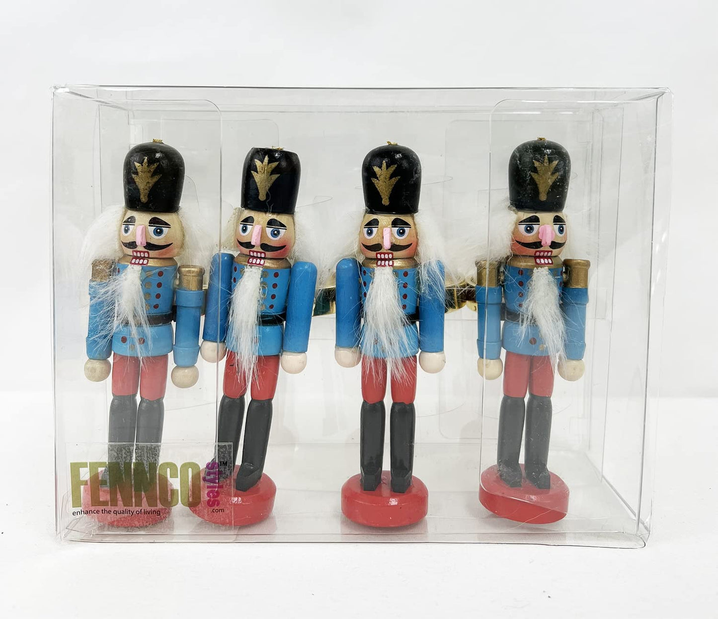Fennco Styles Handmade Wooden Nutcracker Decorative Napkin Rings, Set of 4 - Festive Soldier Napkin Holders for Dining Table, Christmas, Holidays Décor and Special Occasions