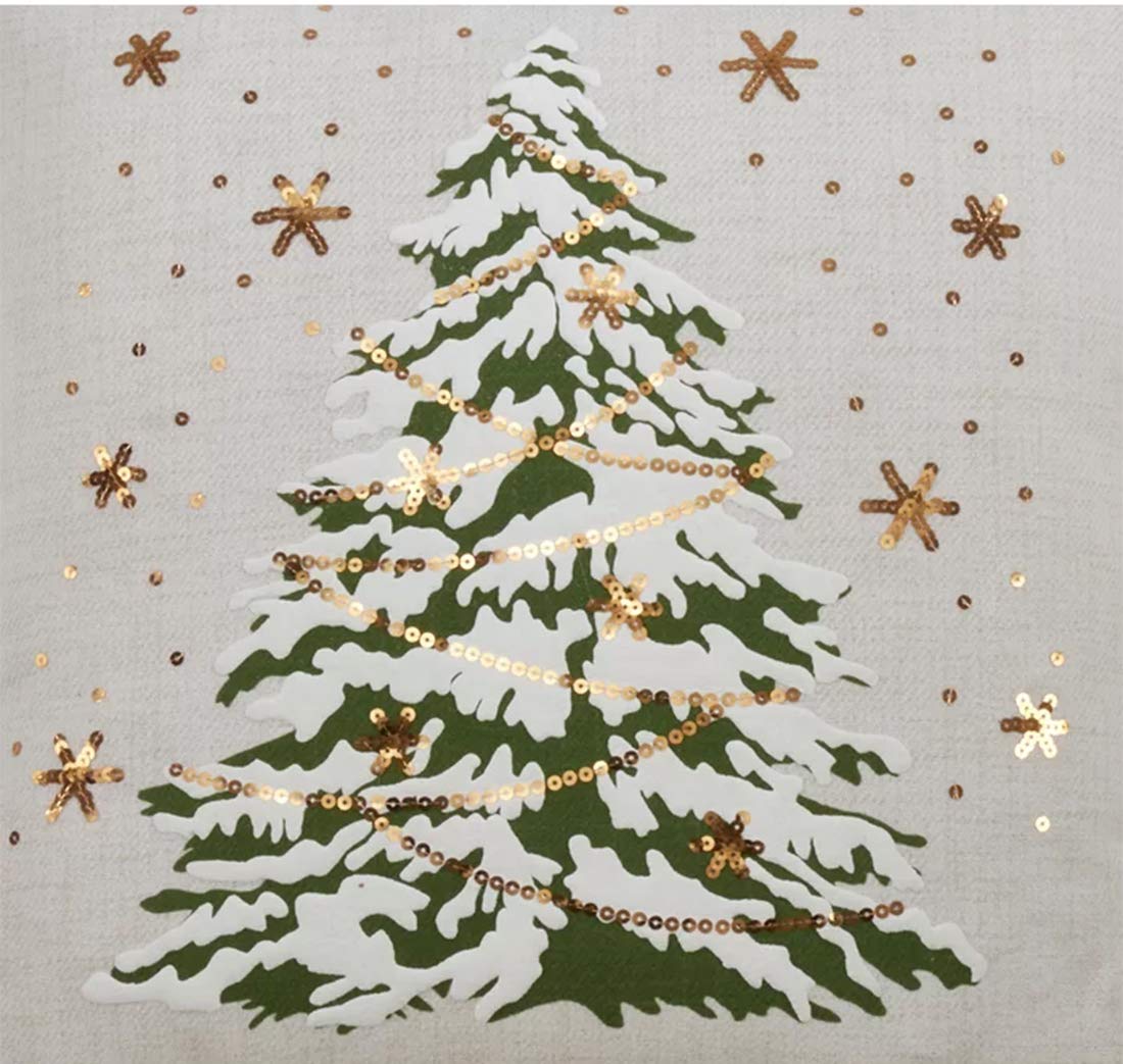 Fennco Styles Christmas Tree Design with LED Light Decorative Throw Pillow Cover 13 x 20 Inch - White Pillow Case for Holiday Décor, Couch, Living Room and Bedroom Décor