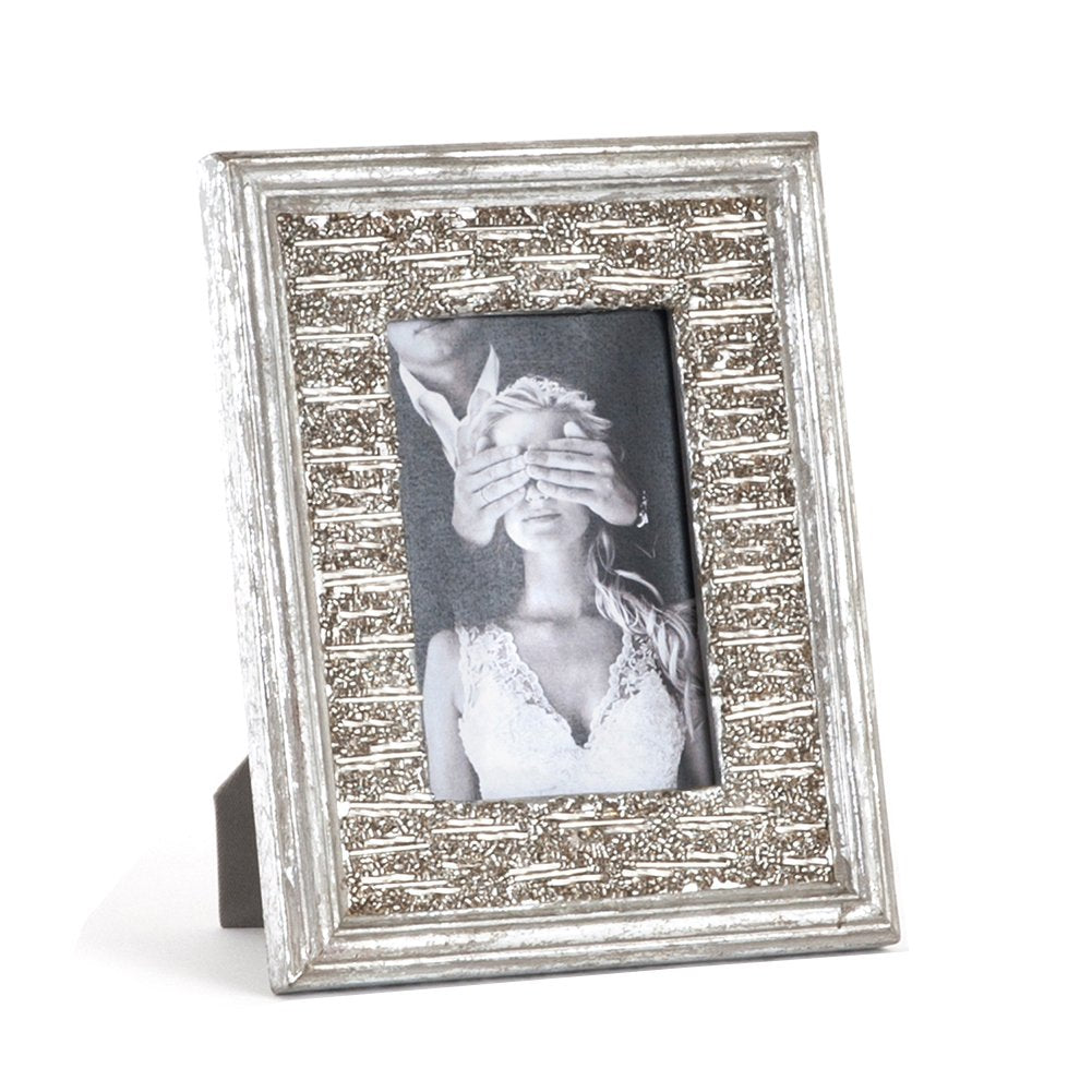 Fennco Styles Home Décor Beaded Silver Photo Frame - Photo Size 4"x6"