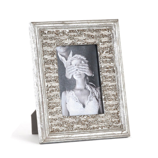 Fennco Styles Home Décor Beaded Silver Photo Frame - Photo Size 4"x6"