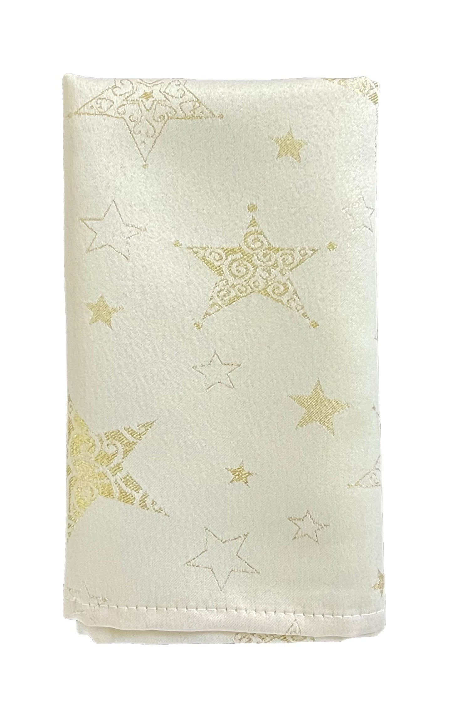 Fennco Styles Holiday Embroidered Metallic Star Tablecloth 70" W x 70" W - Ivory Woven Table Cover for Home Décor, Banquet, Family Gathering, Christmas, Special Occasion