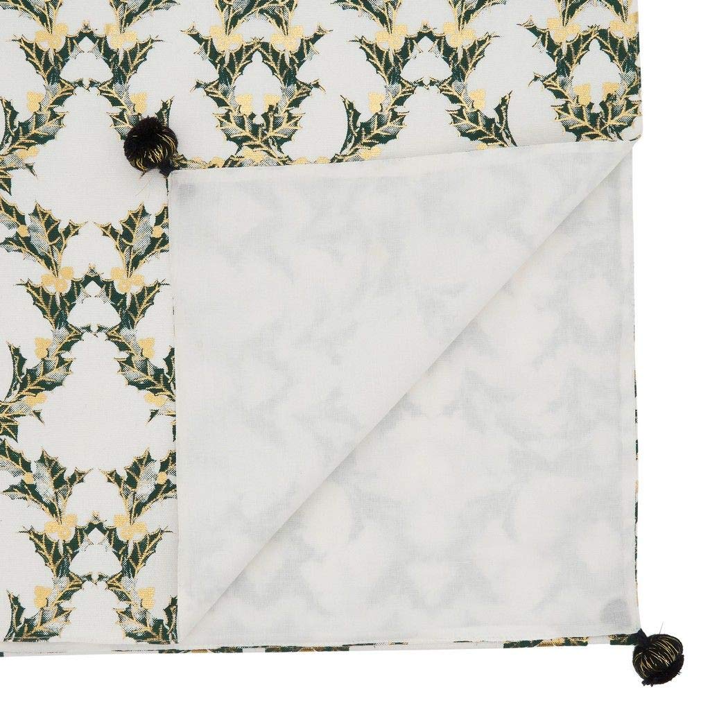 Fennco Styles Holiday Holly Berry Table Runner 16" W x 72" L - Green Festive Table Cover for Christmas Décor, Dining Table, Banquet, Family Gathering and Special Occasion