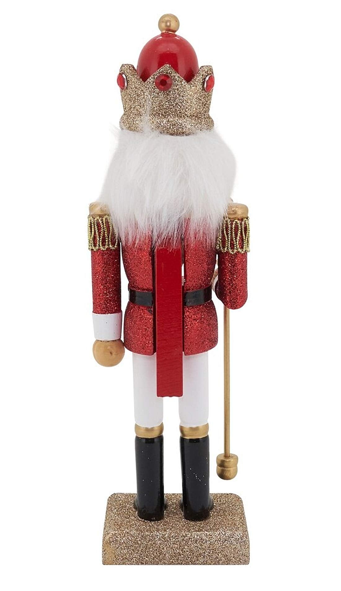 Fennco Styles Handmade Wood Creative Christmas Figurine - Red Glitter Soldier Nutcracker for Christmas Décor Holiday, Home, Tabletop and Kids Room Decorations