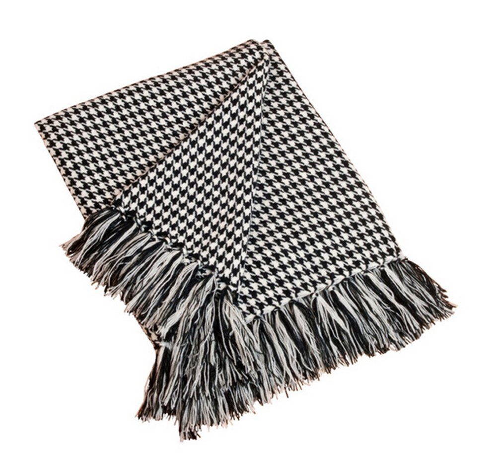 Fennco Styles Houndstooth Fringe Soft Throw Blanket - 50"x60"