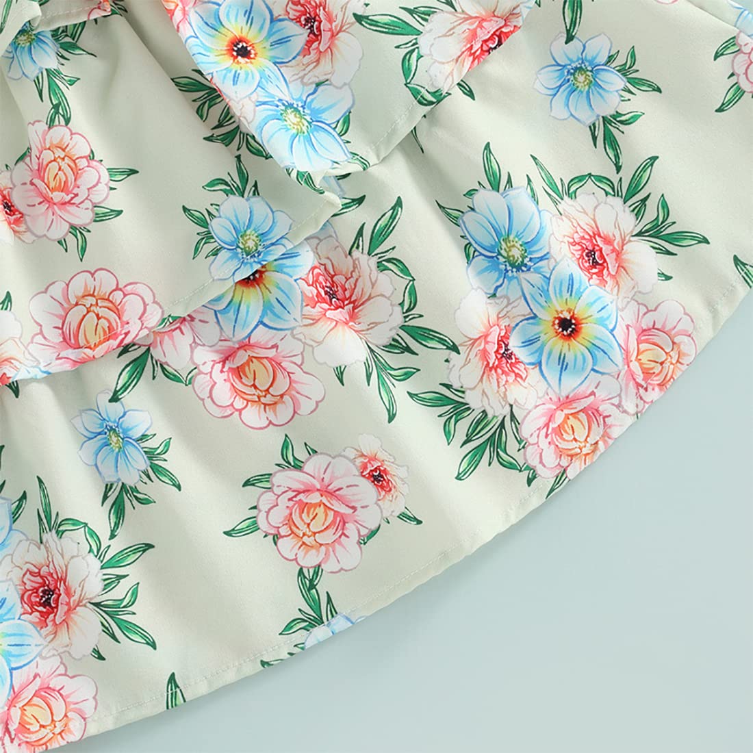 stylesilove Baby Toddler Girls Floral Print Smocked Tiered Sleeveless Dress & Headband 2pcs Summer Ruffle Sundress Outfit