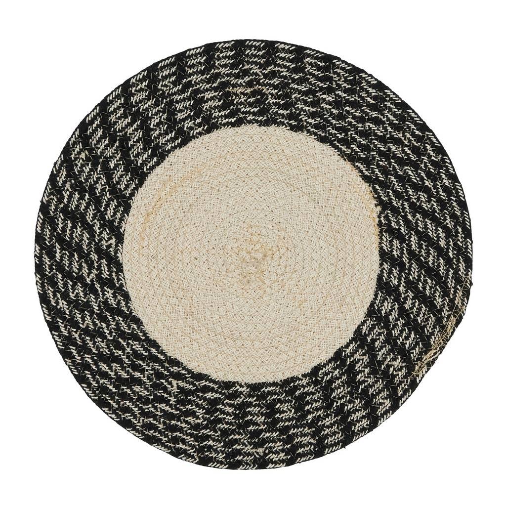 Fennco Styles Hand Braided Two-Tone Cotton Placemats 15" Round, Set of 4 - Woven Texture Heat Resistant Insulation Table Mats for Home Décor, Dining Table, Banquets, Holidays and Special Occasions