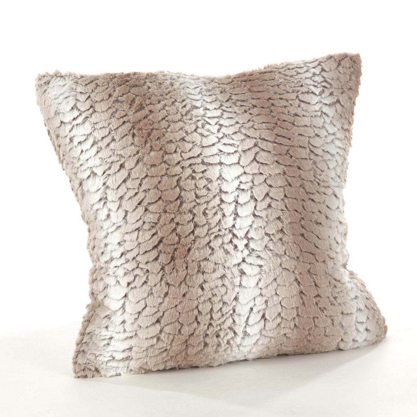 Fennco Styles Juneau Collection Country Faux Fur Animal Palette 18 x 18 Inch Throw Pillow with Case & Insert – Natural Throw Pillow for Couch, Bedroom and Living Room Décor