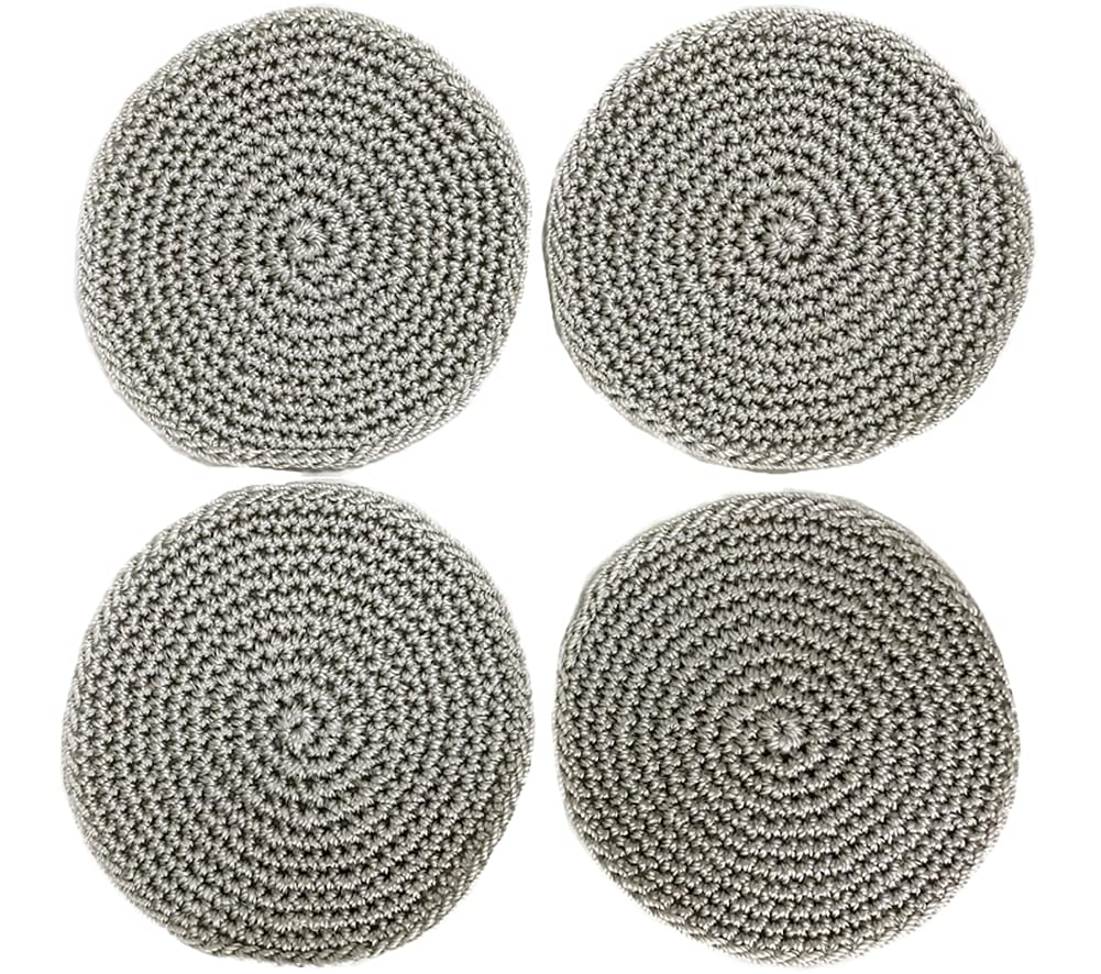 Fennco Styles Handmade Crochet Cocktail Drink Coasters 5-Inch Round, Set of 4 - Doilies for Everyday Use, Holiday, Farmhouse, Décor, Tea Party and Special Occasion