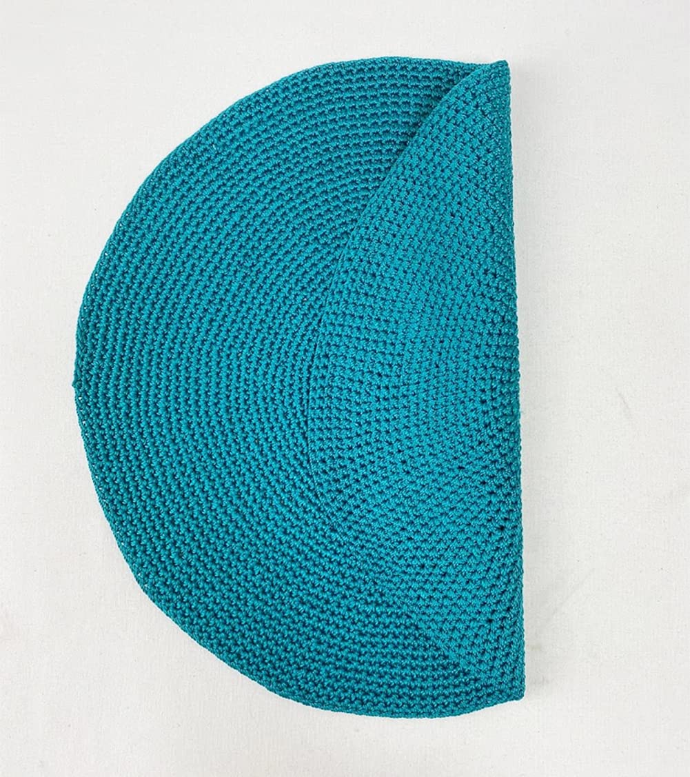 Fennco Styles Handmade Crochet Farmhouse Placemats 14-inch Round, Set of 4 - Decorative Table Mats for Home Décor, Dining Table, Banquets and Special Events