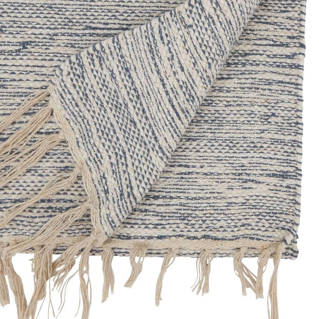 Fennco Styles Delicate Handloom Table Runner with Fringe 16" W x 72" L - Blue Handwoven Table Cover for Home, Dining Room, Banquets, Family Gatherings and Special Occasions