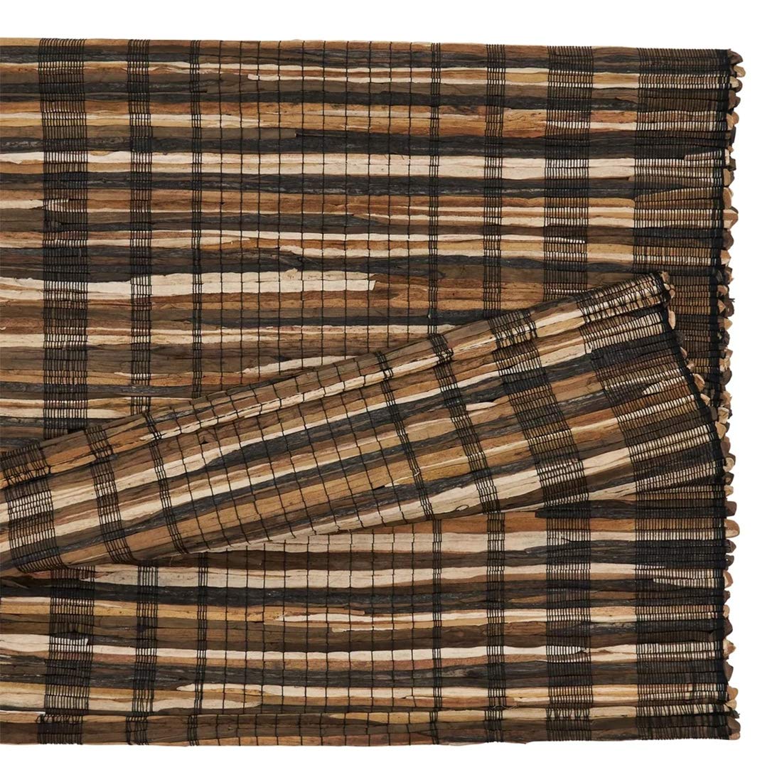 Fennco Styles Classic Striped Texture Water Hyacinth Table Runner 14 x 72 Inch - Black Table Cover for Home Décor, Dining Table, Banquets, Holiday and Special Events