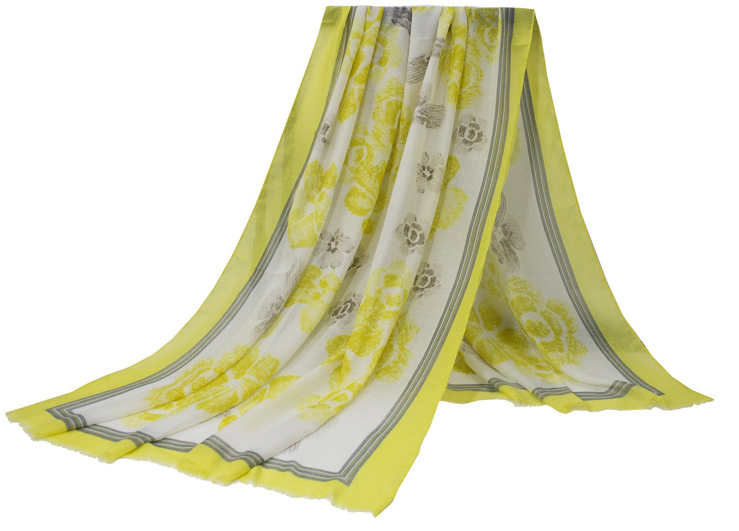 stylesilove Women Vintage Flower Frayed Edges Oversized Scarf Soft Shawl