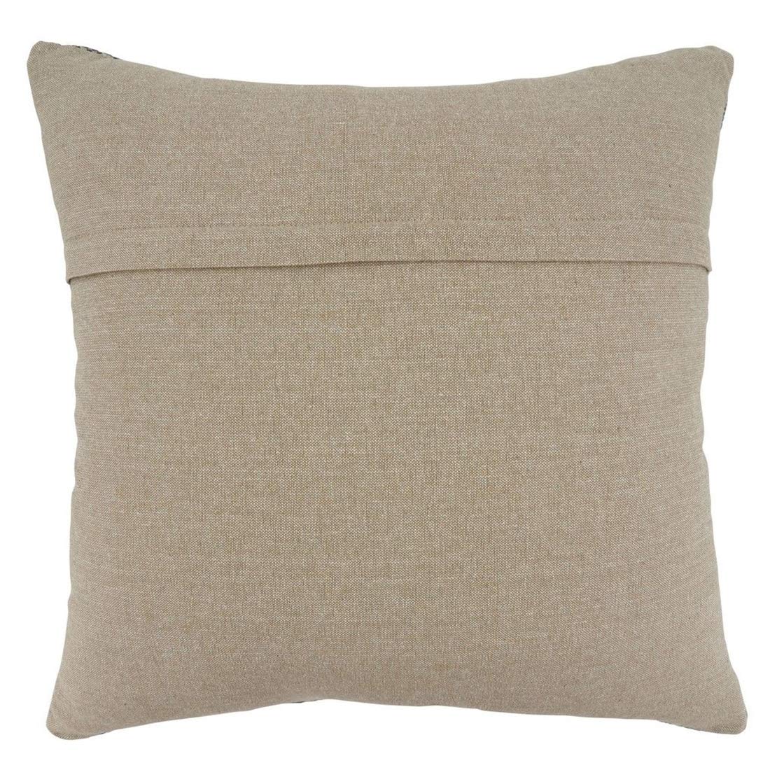 Fennco Styles Embroidered Block Print Cotton Decorative Throw Pillow 20" W x 20" L - Blue Cushion for Christmas, Holiday, Home, Couch, Living Room and Office Décor