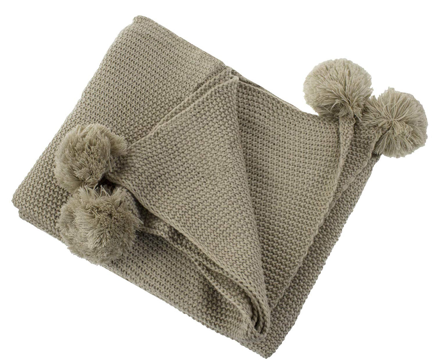 Fennco Styles Chunky Knit with Pom Pom Design Solid Color Throw Blanket 50" W X 60" L - 2 Colors