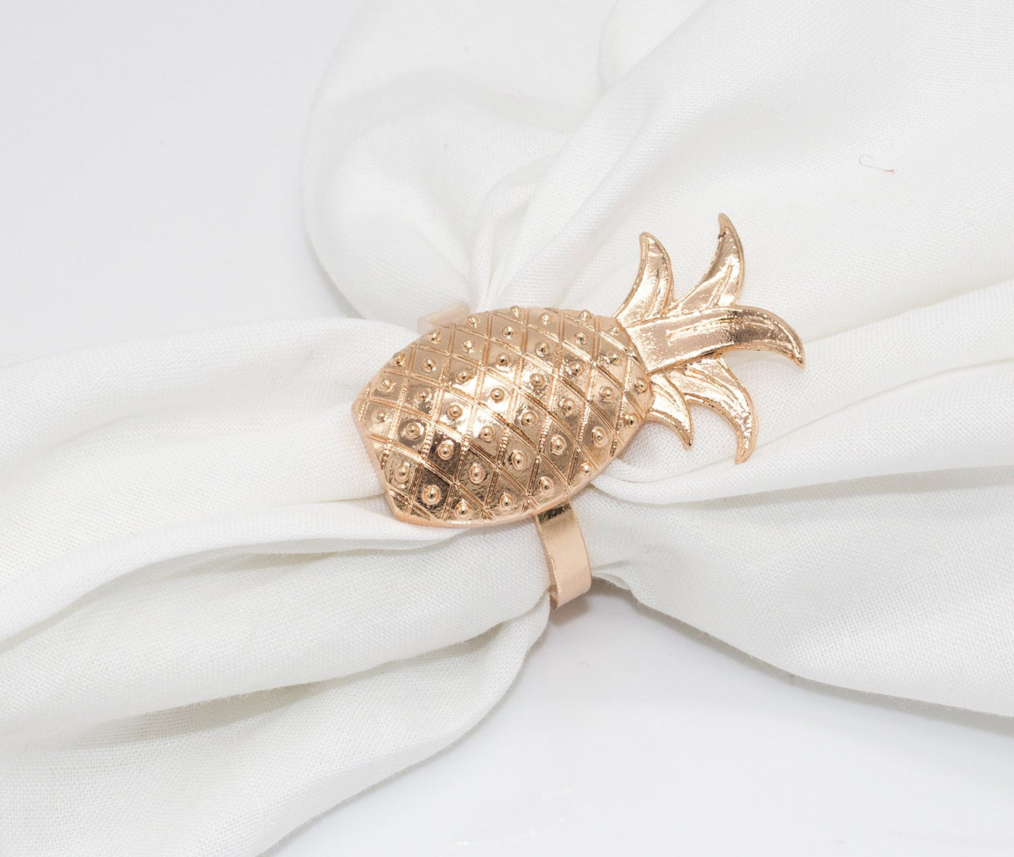 Fennco Styles Stylish Pineapple Metal Napkin Rings - Set of 4