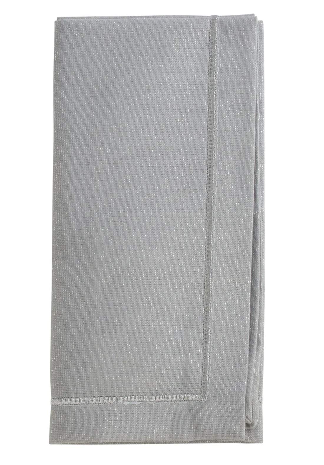 Fennco Styles Stylish Shimmering Design Table Cloth Napkins 19 x 19 Inch, Set of 4 - Silver Dinner Napkins for Home, Dining Room, Banquets and Special Event