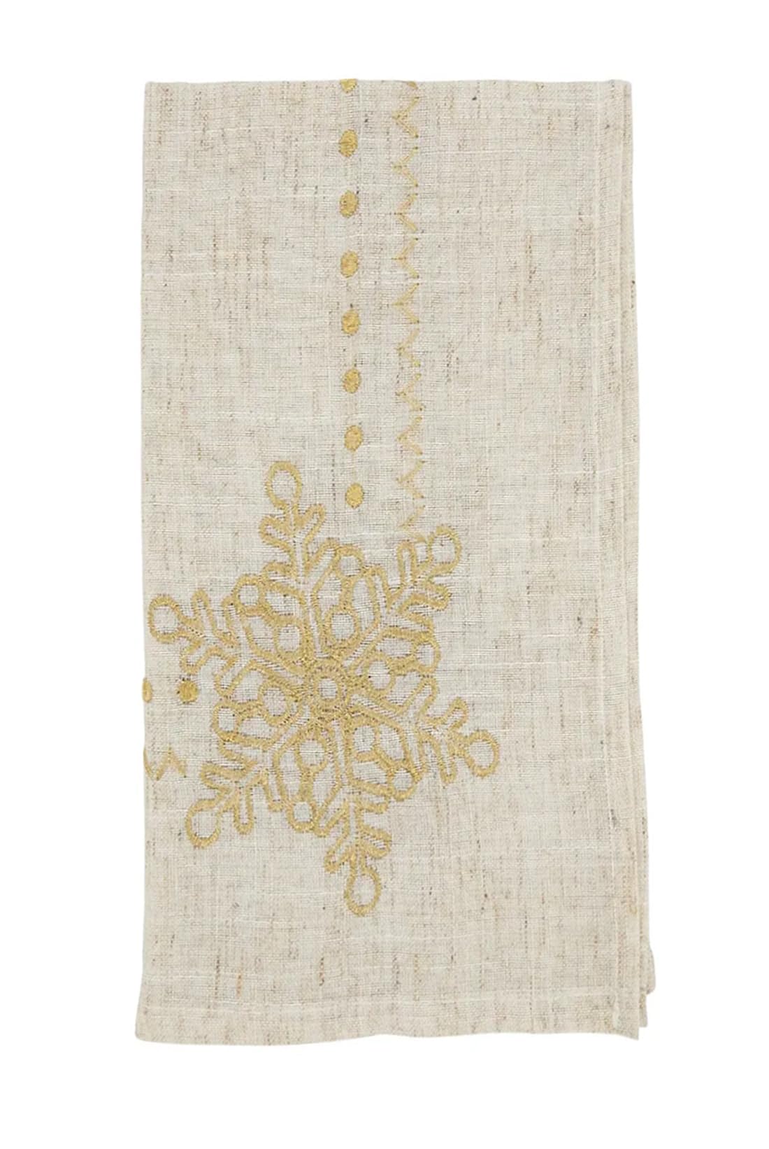 Fennco Styles Metallic Gold Embroidered Snowflake Christmas Table Runner 16" W x 72" L