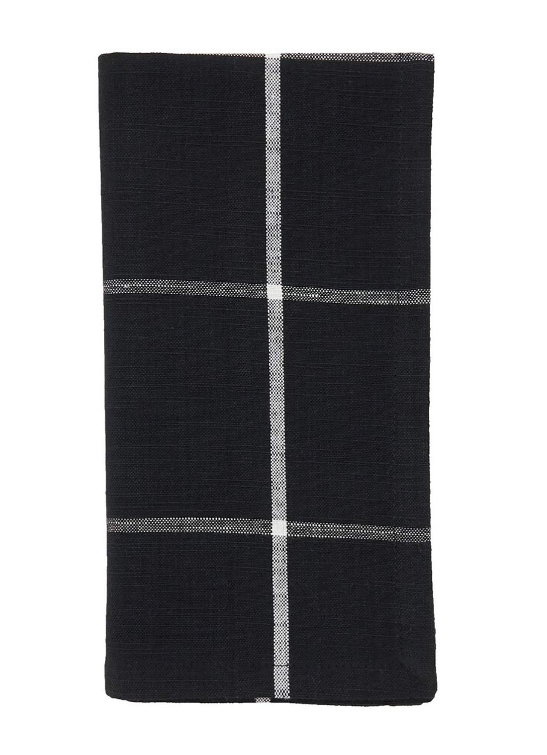 Fennco Styles Classic Large Plaid Cotton Table Runner 16" W x 72" L - Black Table Cover for Christmas, Holiday, Dining Table, Banquets and Special Occasion