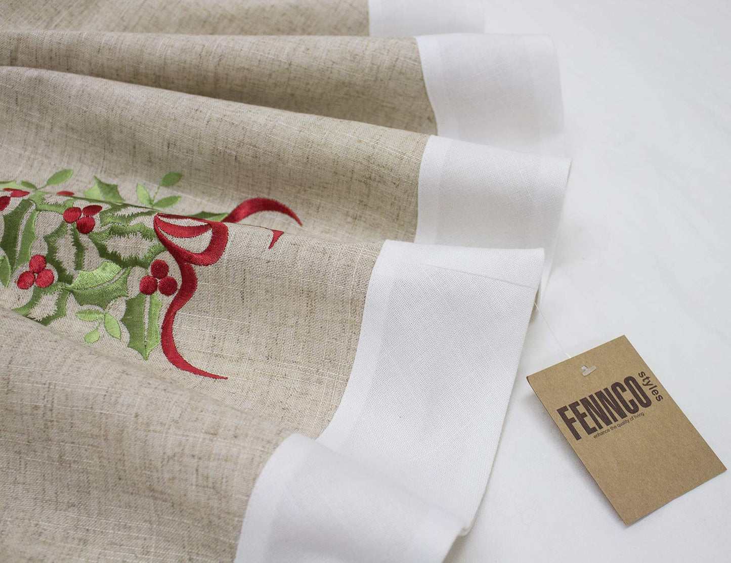 Fennco Styles Embroidered Holly Christmas Tree Holiday Decorative Tree Skirt