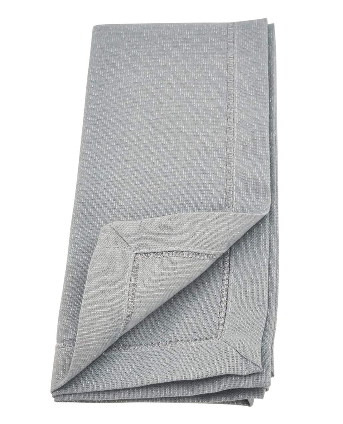 Fennco Styles Stylish Shimmering Design Table Cloth Napkins 19 x 19 Inch, Set of 4 - Silver Dinner Napkins for Home, Dining Room, Banquets and Special Event