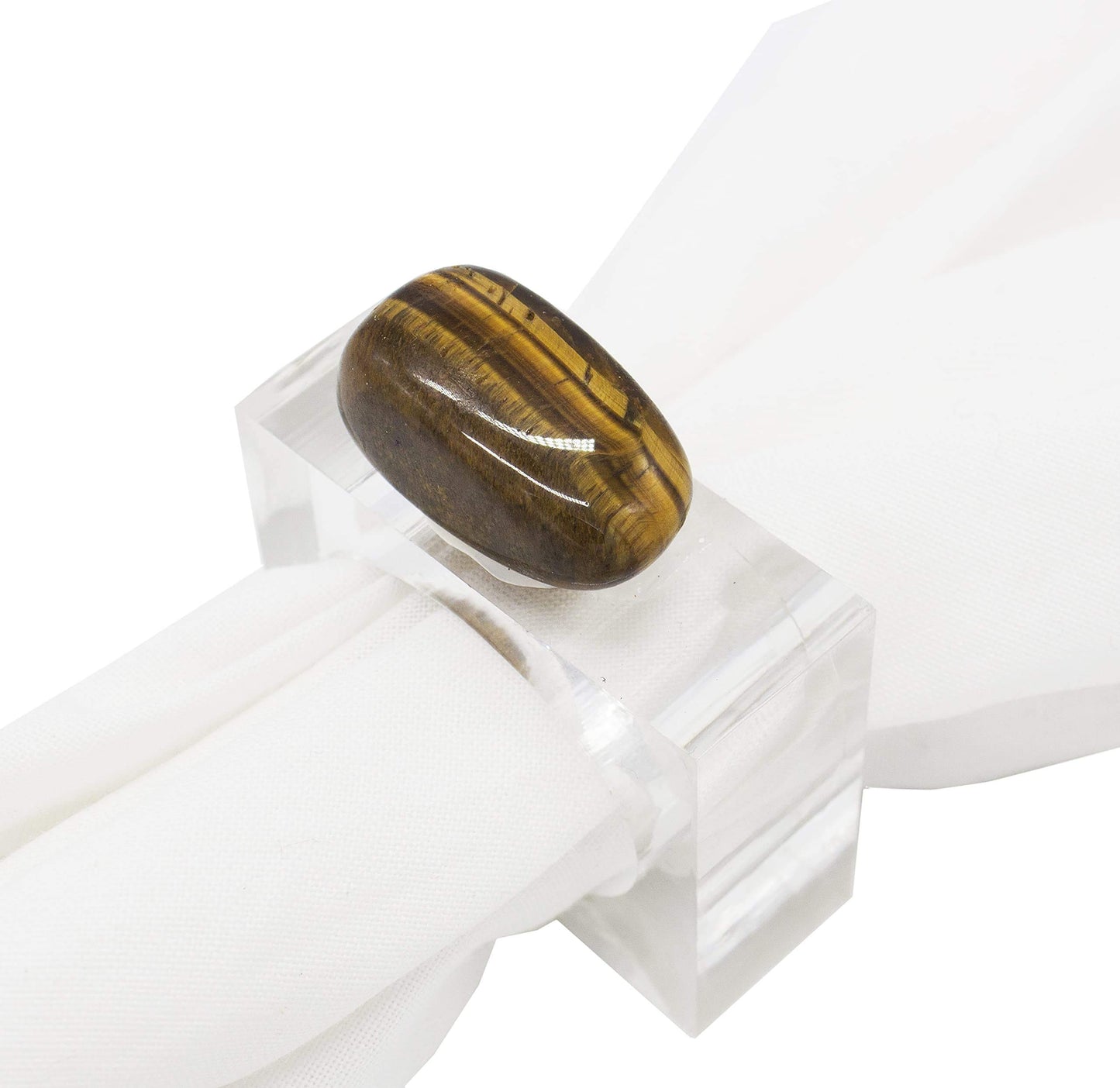 Fennco Styles Natural Stone Napkin Rings, Set of 4 - Natural Rock Napkin Holders for Home Décor, Dining Table, Banquet, Everyday Use and Special Occasion