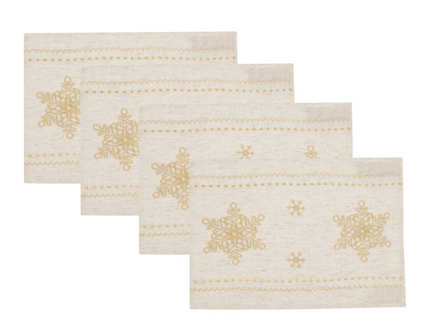 Fennco Styles Metallic Gold Embroidered Snowflake Christmas Table Runner 16" W x 72" L