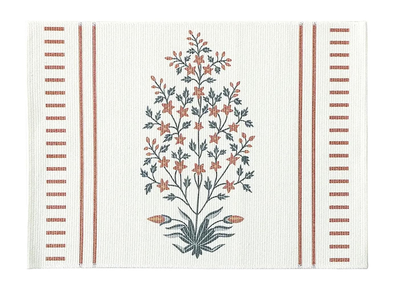 Fennco Styles Botanical Floral Print Cotton Blend Woven Table Placemats 13" W x 19" L, Set of 4 - Flower Design Table Mats for Home Décor, Dining Table, Banquet, Holiday and Family Gathering