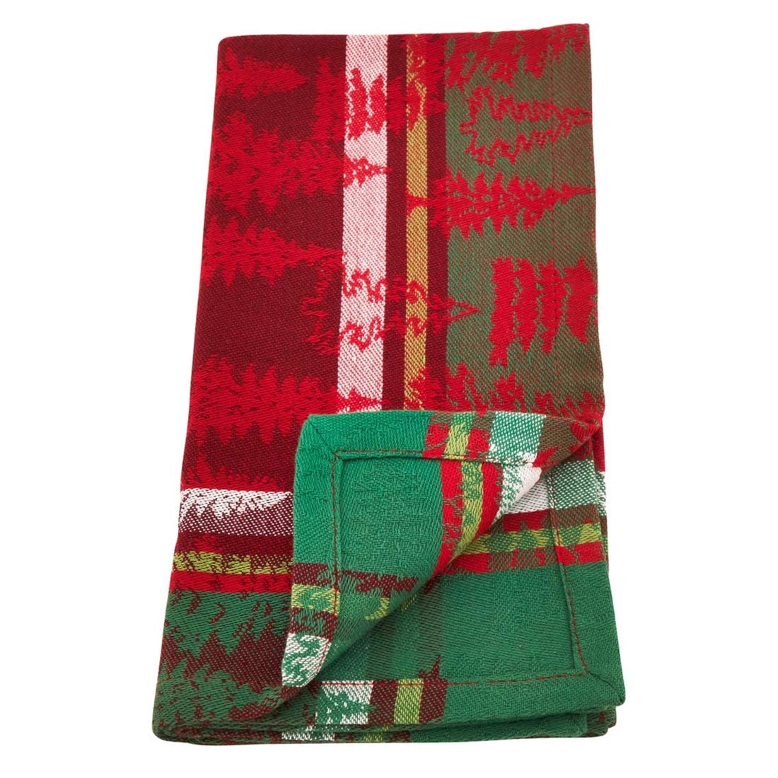 Fennco Styles Christmas Tree Plaid Design 100% Cotton Table Linens - Various Sizes for Home, Holiday, Family Gathering and Special Occasion