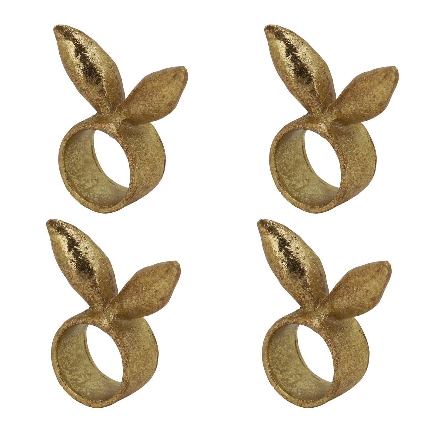 Fennco Styles Bunny Ears Resin Decorative Napkin Rings, Set of 4 - Gold Napkin Holders for Home, Dining Table, Banquets, Easter, Holiday Décor and Special Occasion