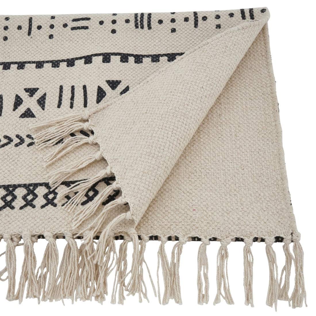 Fennco Styles Eclectic Mud Cloth Pattern Design 100% Cotton Table Runner 16 x 72 Inch - Natural Geometric Table Cover for Home Décor, Everyday Use, Banquets and Special Occasion