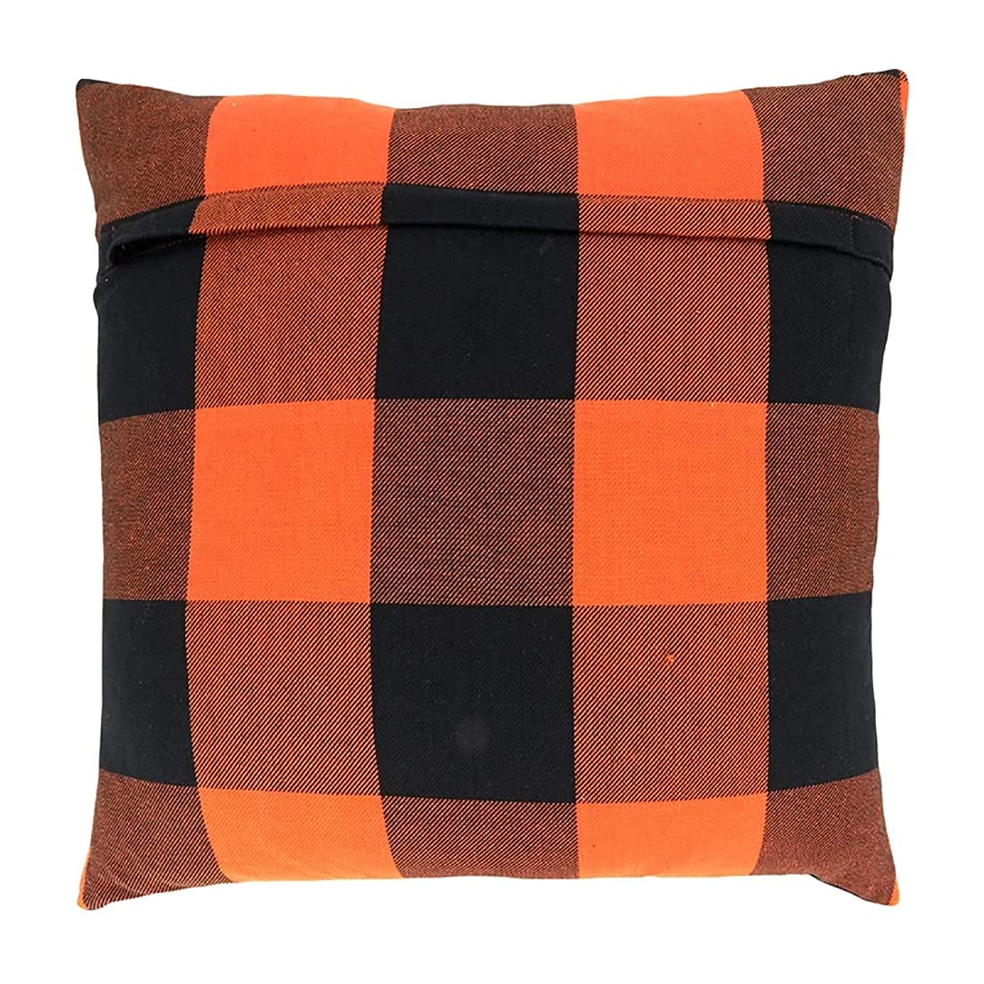 Fennco Styles Rustic Buffalo Plaid Design Cotton Decorative Throw Pillow 13 x 20 Inch - Orange Black Holiday Accent Pillow for Home, Couch, Living Room, Bedroom and Office Décor