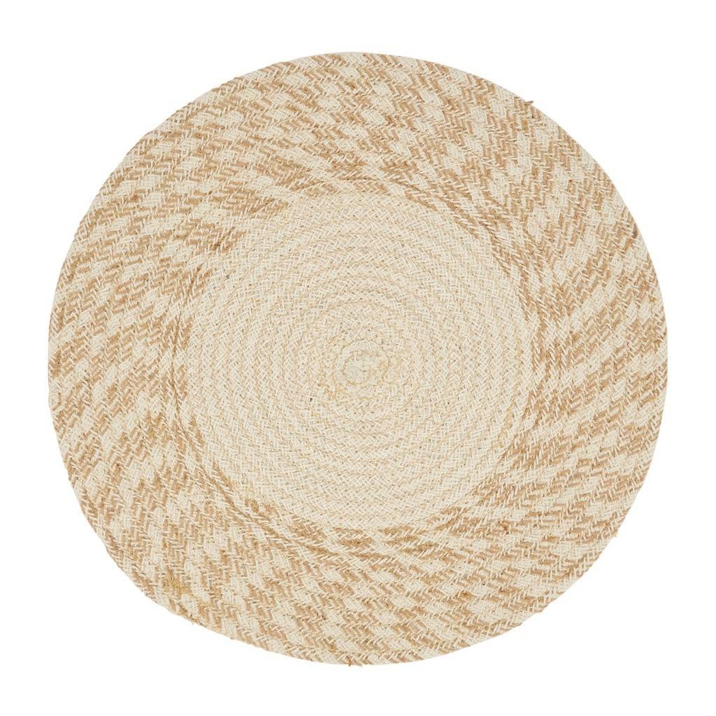 Fennco Styles Hand Braided Two-Tone Cotton Placemats 15" Round, Set of 4 - Woven Texture Heat Resistant Insulation Table Mats for Home Décor, Dining Table, Banquets, Holidays and Special Occasions