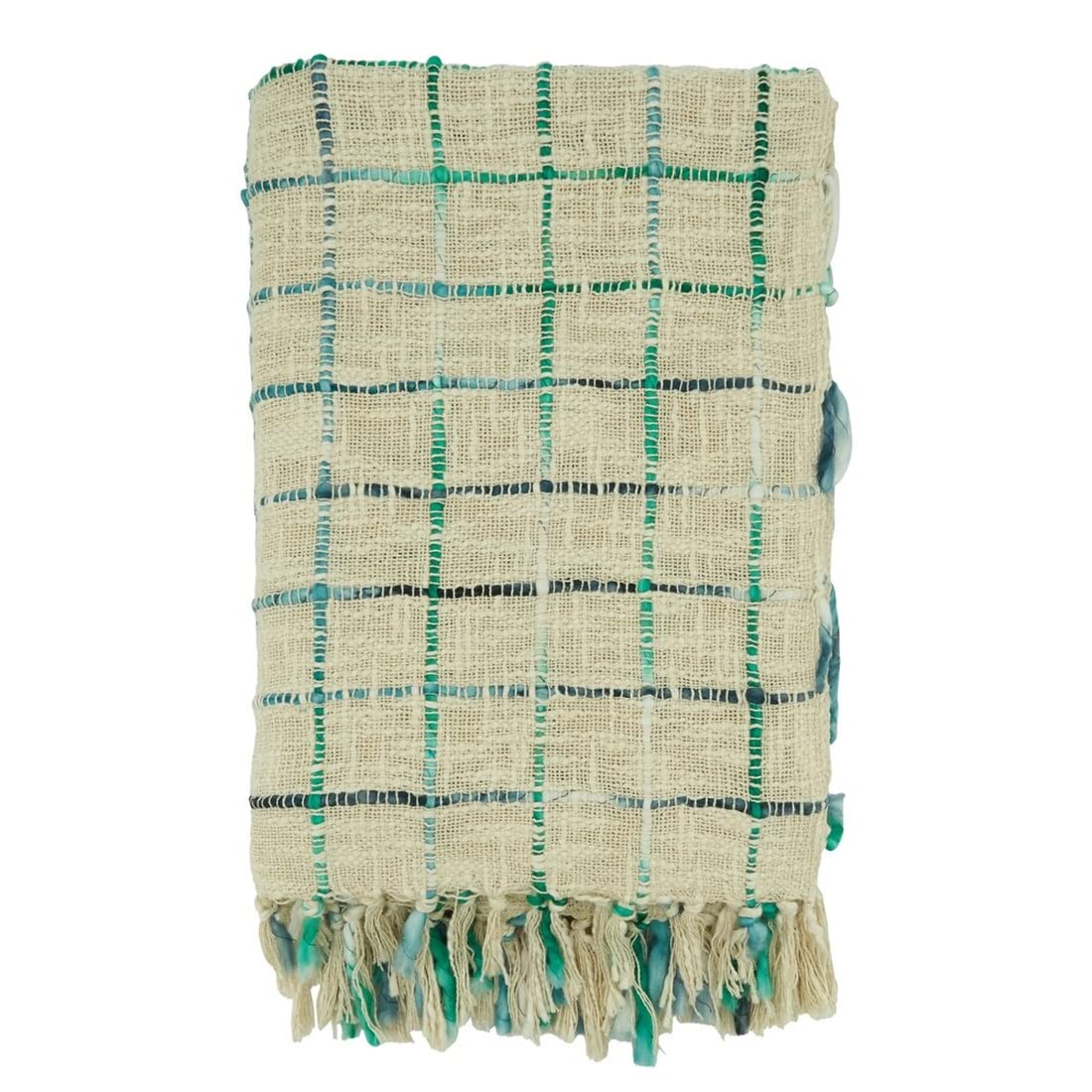 Fennco Styles Crosshatch Weave Tassel Soft Throw Blanket 50" W x 60" L – Blue Woven Blanket for Home, Couch, Bedroom, Living Room and Office Décor
