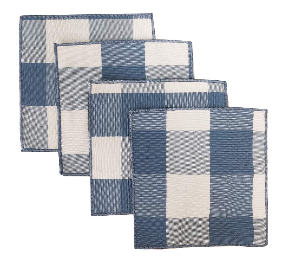 Fennco Styles Buffalo Check Double Layers Reversible Coasters 6"W x 6"L, Set of 4 - Handmade in USA - Plaid Cocktail Napkins for Everyday Use and Special Occasion