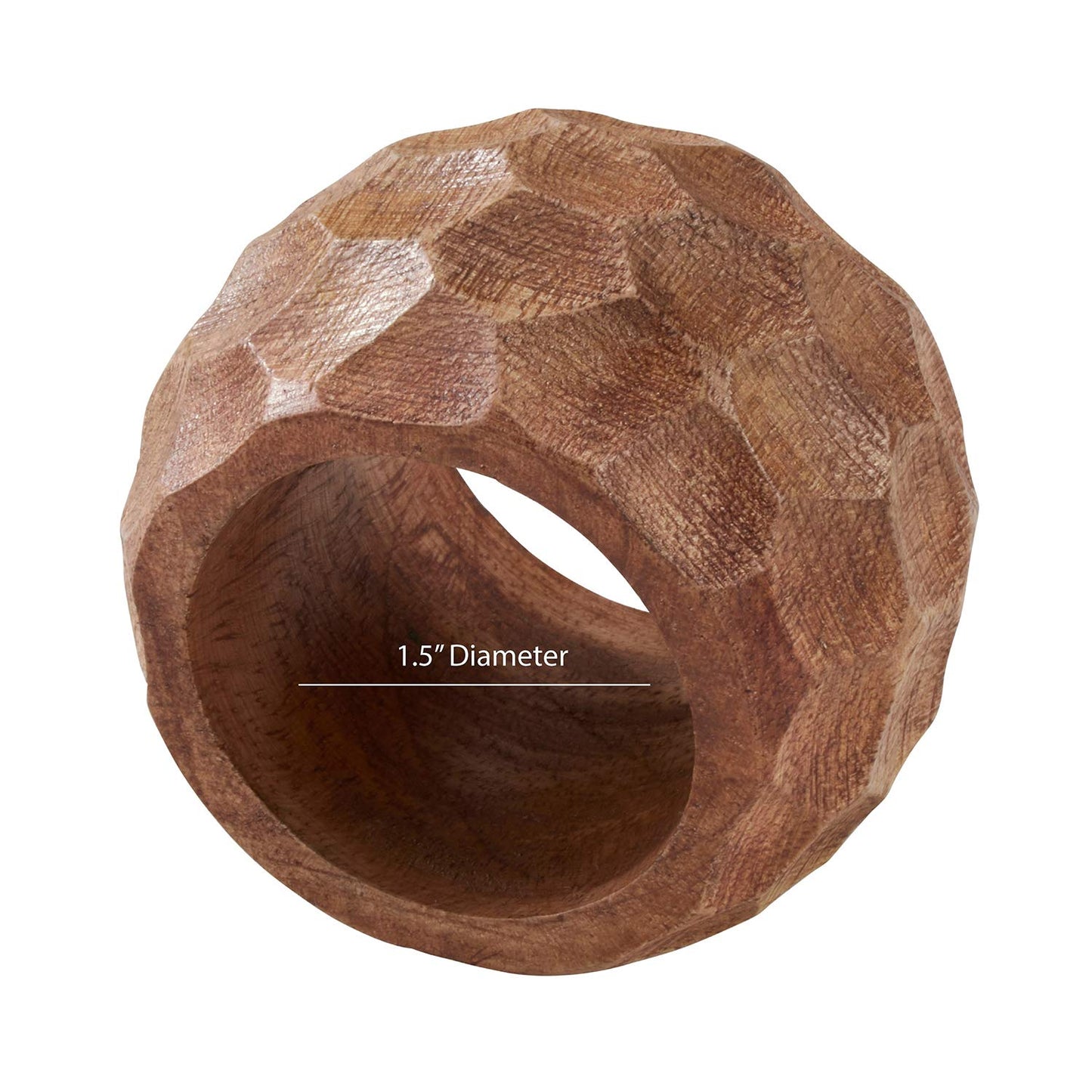 Fennco Styles Chunky Mango Wood Napkin Rings, Set of 4 - Coffee Texture Decorative Napkin Holders for Home, Dining Room, Banquet, Family Gathering, Holiday and Special Occasion