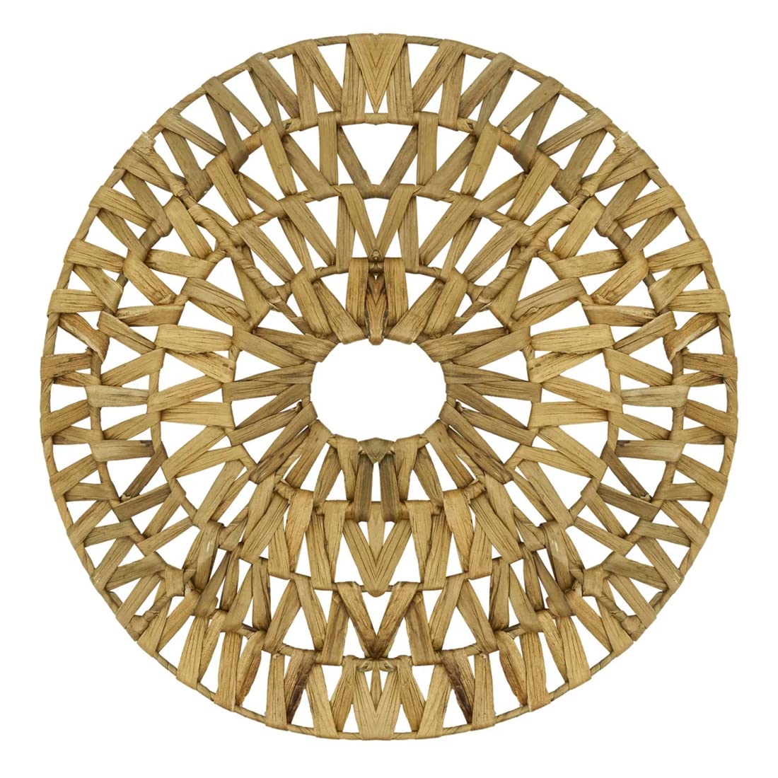 Fennco Styles Woven Water Hyacinth Hollow Out Placemat 15" Round - Natural Table Mat for Home Décor, Dining Table, Banquets, Holiday and Special Occasion