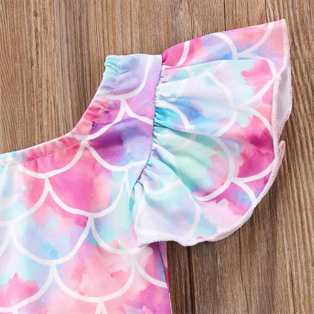 stylesilove Baby Toddler Girls Mermaid Ruffled One-Piece Swimsuit Multicolor Bathing Suit Beach Swimwear